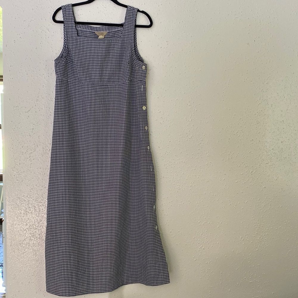 VINTAGE TEDDI | dress | plaid | maxi | bibs | buttons up side | large